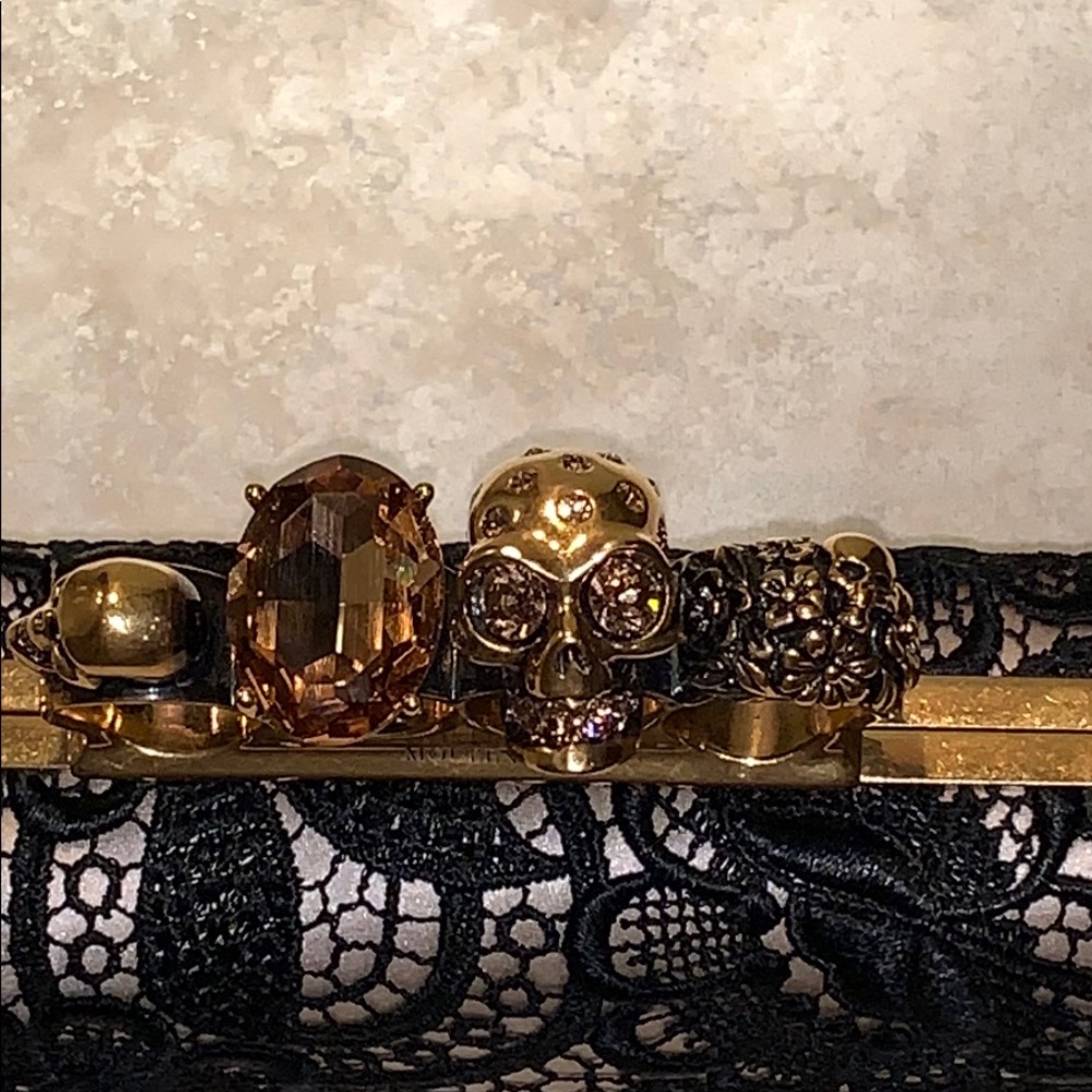 Alexander McQueen black knuckle box clutch